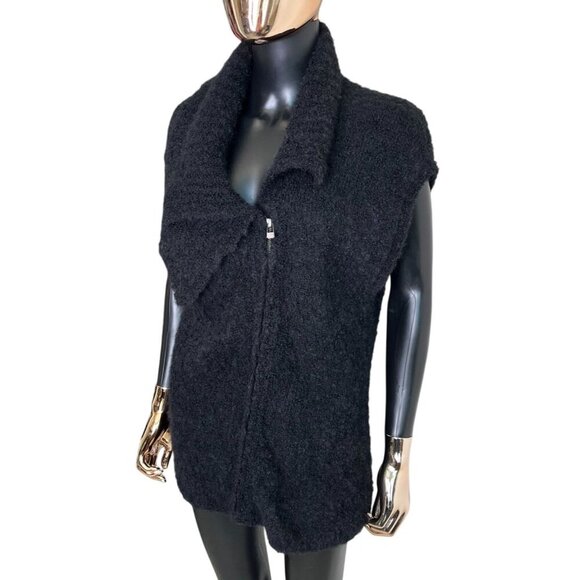 ❄️ Holistia Alpaca Blend Vest Large – Black Shawl Collar Zip Fall Winter ❄️ - Picture 9 of 12